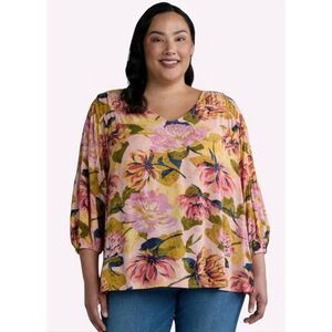 Terra & Sky full figure floral blouse plus size 4X